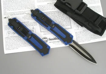 Micro OTF Tech Нож SC Series 440C Лезвие Обоюдоострый 57HRC Твердость Авиационный алюминиевый сплав Синяя ручка Нож самообороны