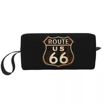 Kawaii US Route 66 Дорожная сумка для туалетных принадлежностей Женщины Калифорнийский знак Макияж Косметический органайзер Хранение красоты Dopp Kit