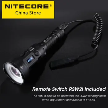 NITECORE P35i Дальнобойный LEP Фонарик 1650 метров 3000 люмен USB-C Перезаряжаемый фонарик Точечные прожекторы, RSW2i Пульт дистанционного