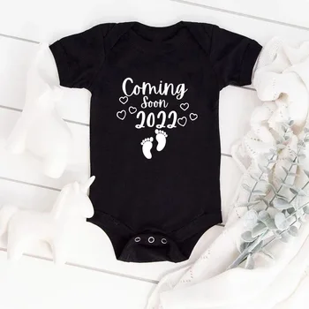 Ребенок скоро 2022 Детский комбинезон Объявление о беременности Мальчики Девочки Комбинезон Малыш Baby Ropa Outfit Baby Shower Подарок