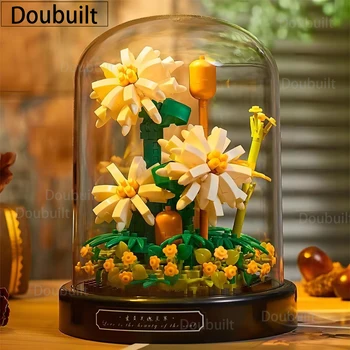 DOUBUILT BLOCKS Строительный блок Цветок Орхидея 3D модель Розы Кирпичи Хризантема Мода Детская игрушка для девочек Подарок