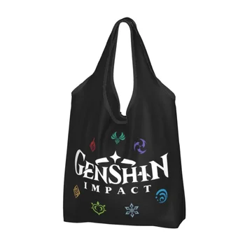 Пользовательские элементы Genshin Impact Покупки Женские портативные продукты большой емкости Игра Аниме Шоппер Большие сумки