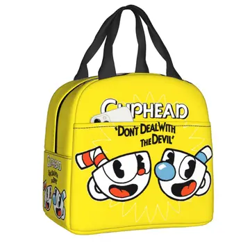 Custom Hot Game Cuphead Mugman Lunch Bag Женские теплые охладители изолированные ланч-боксы для студенческой школы