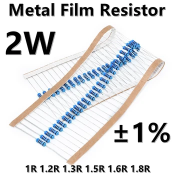  (20 шт.) 2 Вт Металлический пленочный резистор 1% пятицветный кольцевой прецизионный резистор 1R 1.2R 1.3R 1.5R 1.6R 1.8R Ω