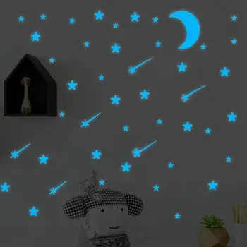Новые звезды Метеор Луна Наклейка на стену для детской комнаты Гостиная Спальня Украшение Наклейки Светящиеся в темноте 3D наклейки
