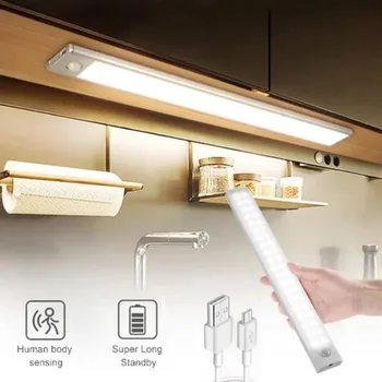 Беспроводной светодиодный ночник с датчиком движения Светильник для шкафа Ночник для кухни Спальня Детектор Свет Шкаф Подсветка