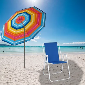 Oxford Cloth Iron Уличный пляжный стул Синий