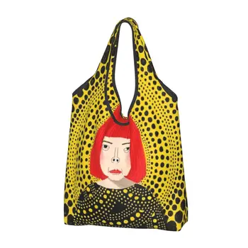 Симпатичный принт Yayoi Kusama Эстетическая сумка для покупок Портативная сумка для покупок на плече Shopper Pumpkin Art Dots