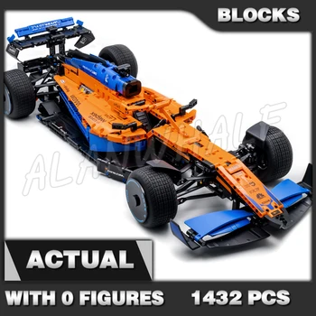 1432 шт. Технический оранжевый гоночный автомобиль 2022 F1 V6 Цилиндровый двигатель 88703 Строительный блок Игрушки Совместимые детские кубики