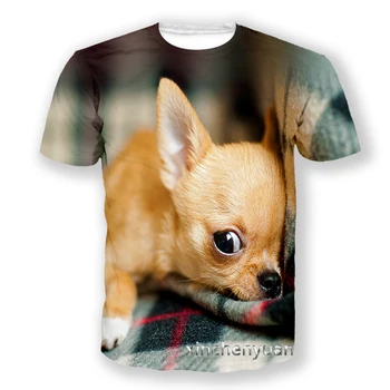 Новая мода Женская/мужская 3D-печать Симпатичная собака чихуахуа Повседневные футболки Футболки Harajuku Летняя одежда