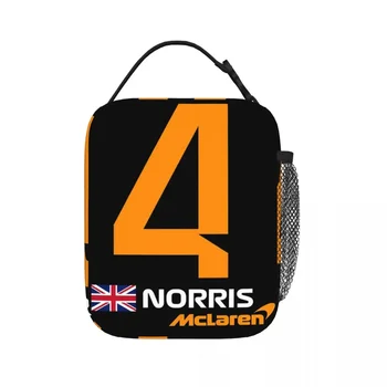 F1 2022 Ландо Норрис 4 McLaren Изолированные сумки для ланча Сумки для пикника Термоохладитель Ланч-бокс Ланч-тоут для женщин Работа Дети Школа