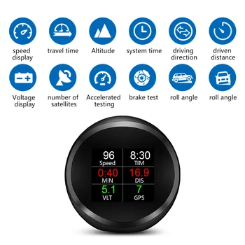 GP11 Автомобильный GPS Проекционный дисплей для HUD Спидометр Часы Измеритель наклона Тест Торможение Тест Предупреждение о превышении скорости Сигнализация Функция Датчик