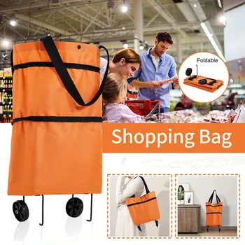 Складная сумка-тележка для покупок с колесиками Большая многоразовая сумка для рук из ПВХ Bolsas Супермаркет Grocery Pull Cart Bag