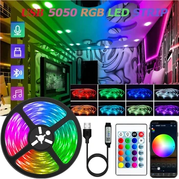 Светодиодные ленты 5050 RGB 5 В USB Светодиодные ленты Smart APP Управление цветом для подсветки телевизора Домашний декор Рождественские огни
