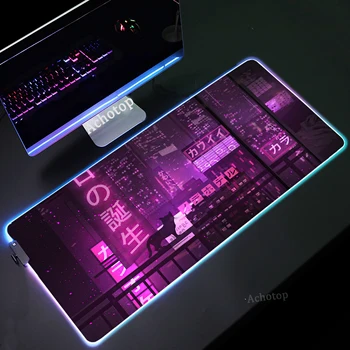 RGB Неоновый коврик для мыши Светящийся коврик для мыши LED Большие коврики для клавиатуры для ПК Ковер с подсветкой Gamer 90x40 см Коврики для мыши Коврик для игровой мыши