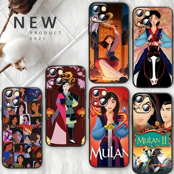 Disney Cartoon Animation Mulan Чехол для телефона Apple iPhone 14 13 12 Mini 11 XS Pro Max X XR 8 7 6 Plus SE 2020 TPU Black Funda