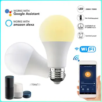 Tuya WiFi E27 B22 Умная лампа с регулируемой яркостью 110/220 В 15 Вт Светодиодный свет Smart Life App Голосовое управление Работа с Alexa Google Home Алиса