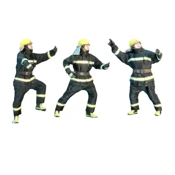 Firemen Playset Нарисованная реалистичная диорама в масштабе 1/64 Фигурка для украшения кукольного домика Уличный фотореквизит Микро Пейзаж S Gauge