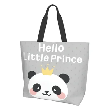 Большая сумка Кухонные многоразовые сумки для продуктов Hello Little Prince Panda Печатная сумка для покупок на открытом воздухе