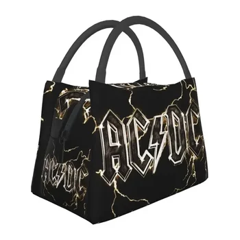 AC Rock Roll Band Изолированные сумки для ланча для школы Офис Хэви-метал Музыка Портативный Холодильник Термо Бенто Бокс Женщины