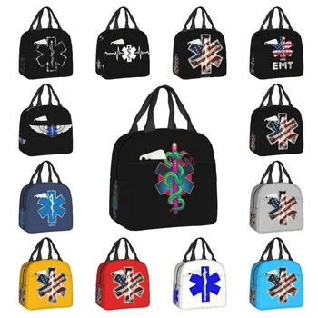 Star Of Life Изолированная сумка для ланча для женщин Фельдшер скорой помощи EMT Портативный термоохладитель Bento Box School