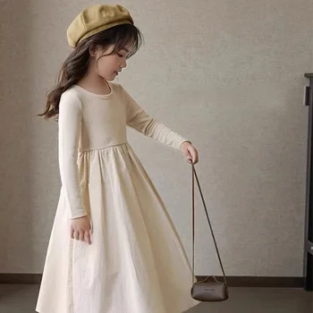 2024 Новые платья для девочек с длинным рукавом Платья для детей Принцесса Детские хлопковые Vestido Весна Осень от 3 до 10 лет Детская одежда
