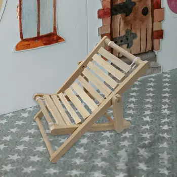  Мини Деревянное кресло, Мебель для кукольного домика 1/12, Складная имитация Кукольный домик Мебель для фотореквизита Аксессуар для декора