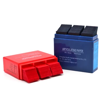 300 листов / коробка Стоматологическая артикуляционная бумага Окклюзионная бумага Расходные материалы для отбеливания зубов 55 * 18 мм Красный или синий