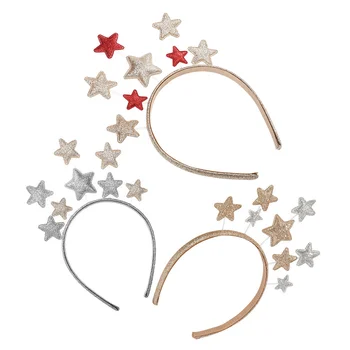 Glitter Puffy Star Boppers: 3 шт. Антенна Повязка на голову День рождения Волосы Пентаграмма Головной убор Забавная шляпа для вечеринки на свадьбу Рамадан