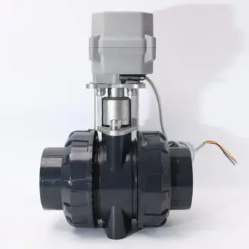 CR201 DN40 ПВХ Электромоторизованный привод управления потоком воды Шаровой кран Клапан с электроприводом Клапан из ПВХ с кронштейном из нержавеющей стали