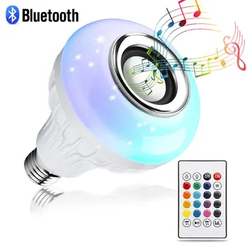 AC 85-265 В 12 Вт E27 Светодиодная лампочка с Bluetooth-динамиком Музыкальный пульт дистанционного управления Изменение цвета RGB-лампа для декора вечеринки в спальне
