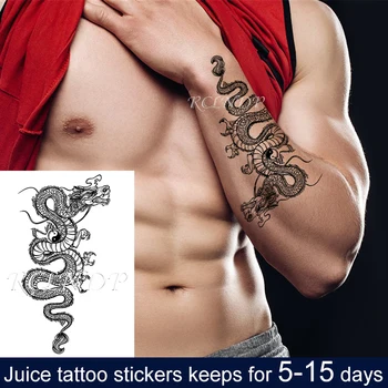 Водонепроницаемый временный сок чернила татуировка наклейка китайский дракон большой животный фруктовый гель долговечное искусство для мужчин и женщин