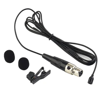 Набор микрофонов Петличный микрофон Всенаправленная маленькая система с крышкой 4-контактный черный Комплект громкой связи Металлический зажим Mini XLR