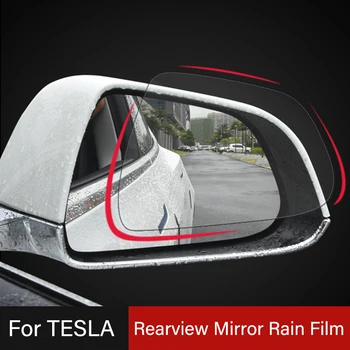 2pcs Авто Зеркало заднего вида Дождезащитная пленка Противотуманная пленка Водонепроницаемые аксессуары для внешнего стиля для Tesla Model 3 2020 2021 2022