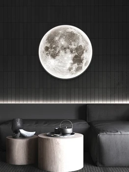 Лунный настенный светильник Современная минималистичная настенная живопись Светильник для гостиной Фон стены Роскошная декоративная лампа