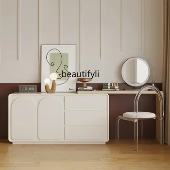 Кремовый комод Спальня Многофункциональное хранение Современный минималистичный столик для макияжа Шкаф для хранения Встроенный шкаф для хранения