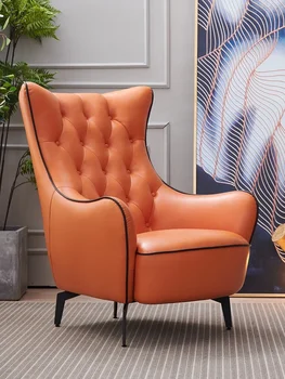 XK Nordic Одноместный диван-кресло Натуральная кожа Wingback Гостиная Спальня Высокая спинка 