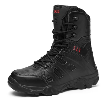 2023 Новая мода Мужские военные тактические ботинки Армейские ботинки Мужчины с боковой молнией На открытом воздухе Противоскользящие военные ботинки Походная обувь