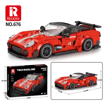 Reobrix Строительный блок Городской автомобиль Модель Ferrari 599XX Evo Технические блоки Кирпичные игрушки Набор совместимых автомобилей Lego для детей Подарок