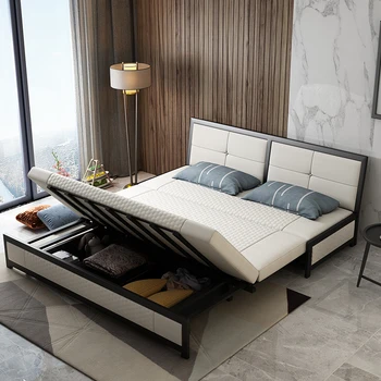 Раскладной диван-кровать двойного назначения, многофункциональная гостиная, место для хранения, одинарная двойная ткань, 1,5 м, сидя и лежа