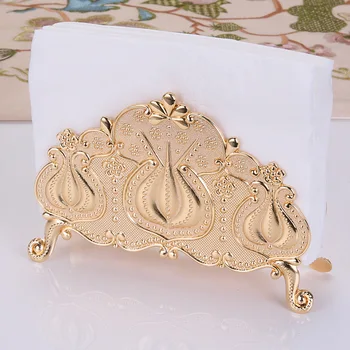 Модный золотой / серебряный металлический держатель для салфеток для украшения обеденного стола Принадлежности для отеля / ресторана ZJJ010