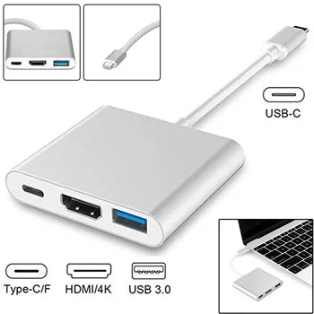 Type C USB 3.1 Штекер на 4K HDMI-совместимый USB 3.0 Женский цифровой AV-адаптер 3 в 1 Зарядный кабель для Macbook Samsung Android