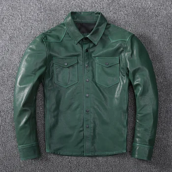 Мужские зимние мужские кожаные куртки 2023 Streetwear Moto Biker 100% натуральное кожаное пальто натуральная натуральная куртка из овчины