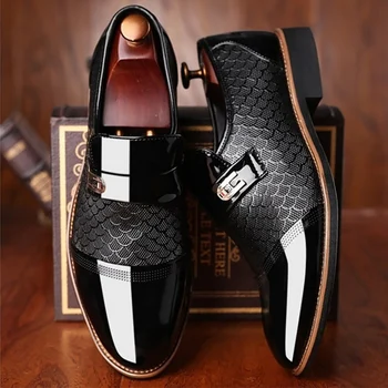 Мужская обувь Кожаное тиснение Классическая мода Роскошная мужская обувь Износостойкая нескользящая мужская обувь Противоскользящая черная обувь
