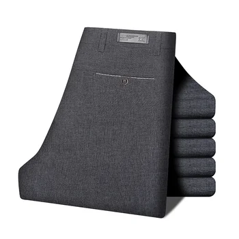 MRMT 2023 Brand Newthin Повседневные брюки Мужские брюки Прямые эластичные деловые свободные железные черные и синие брюки с высокой талией
